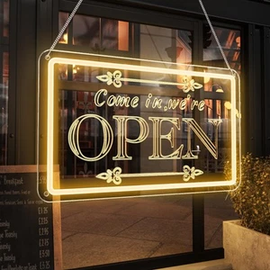 Neon Open Sign for Business Window, Warm White Come in We Are Open Led Signs ... - Picture 1 of 9
