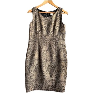 Kasper Dress 8P Metallic Swirl Brocade Sleeveless Luxe Party Look Stealth Wealth - Picture 1 of 15