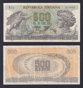 Banconota Italia 500 lire Aretusa 1966 P.-93a BB/VF - Picture 1 of 1
