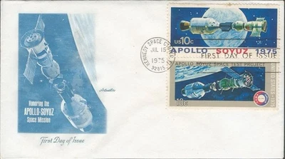 Scott 1569-70 FDC - 10 cent - 1975 - Apollo * Soyuz Space Mission - FDOI - Image 1 of 2