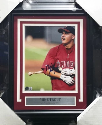 Mike Trout Autographed Framed 8x10 Photo California Angels Beckett BAS #AE16568 - Image 1 of 3