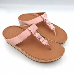 Sandalias FitFlop súper cómodas rosa con volantes punta de cuero tanga puntera sin cordones Reino Unido 6 - Imagen 1 de 11