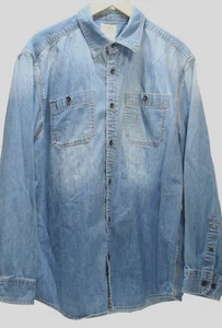 L.L. Bean Traditional Fit Denim Chambray Workwear Shirt Mens Large Casual Rugged - Picture 1 of 8