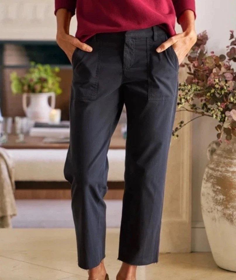 Frank & Eileen 黑石实用裤 8 码水洗黑色生下摆作物 R11 — 第 1/4 张图片