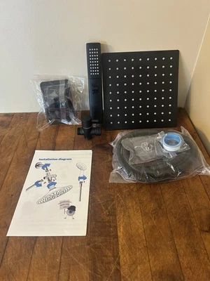 Shower Faucet Set Ceiling Black 8 inch Rain Shower Head Combo Kit System - Image 1 of 4