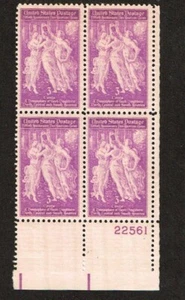 1940 U.S. Commemorative 3c THREE GRACES Plt#Blk Sc#895 M/NH/OG * Pristine - Picture 1 of 1