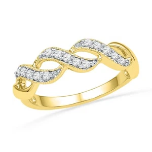 0.20cttw Diamond Crossover Womens Band Ring 10k Yellow Gold - Picture 1 of 1