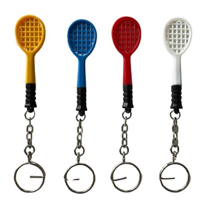 Vintage Plastic Tennis Racket Keychain Novelty Souvenir Charms CHOOSE COLOR - Picture 1 of 10