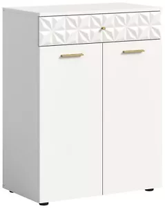 xonox.home Kommode Anrichte Highboard Sideboard Schrank Prisma weiß 70x92x40 cm - Bild 1 von 5