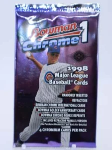 1998 Bowman Chrome Series 1 Baseball Hobby Pack (4 Cards) - Picture 1 of 2