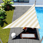 2-16Ft Sun Shade Sail Outdoor Pool Patio Deck Canopy Awning Cover Beige Stripe