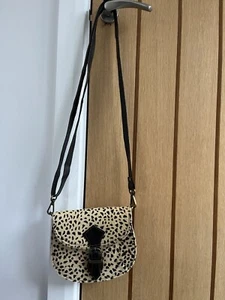 Horsehair Leather Suede Crossbody Bag Cheetah Animal Print - Picture 1 of 6