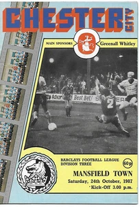 CHESTER CITY V MANSFIELD TOWN 24 OCTOBER 1987 Inc MANSFIELD TEAM PICTURE VGC - Picture 1 of 1