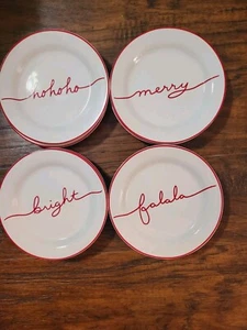 Pottery Barn - Set of 8 MERRY & BRIGHT Assorted Appetizer Plates No Box- 6" - Picture 1 of 3