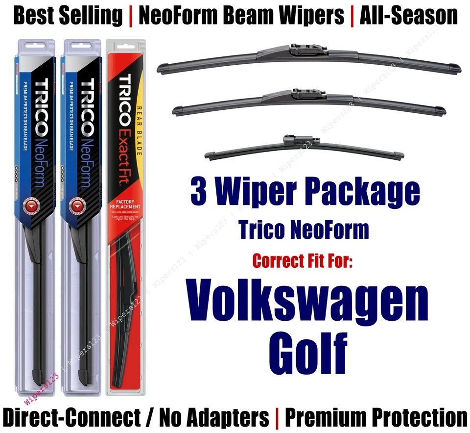 Paquete de 3 limpiaparabrisas delanteros y traseros NeoForm aptos para Volkswagen Golf 162415/1915/13G 2006 Foto 1 de 1
