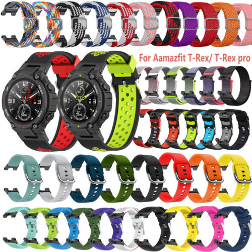 For Huami Amazfit T-Rex/T-Rex 2/T-Rex Pro Silicone Watch Band Nylon Strap Loop