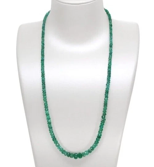 Collar de cuentas de esmeralda, collar de cuentas de esmeralda facetadas de microcorte, cuentas de 3 a 6 mm Foto 1 de 4
