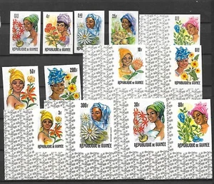 GUINEA Sc 422-32,C86-7 NH ISSUE OF 1966 - IMPERF SET - WOMEN & FLOWERS - Picture 1 of 1
