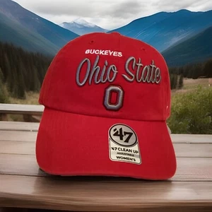 NEW Ohio State Hat Buckeyes OSU '47 Brand Clean Up Womens Red Adjustable Cap - Picture 1 of 5