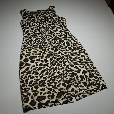 Vestido Vaina Jones New York Para Mujer 8 Firma Elastizado Marrón Guepardo Sin Mangas Foto 1 de 4