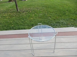 Mid Century Modern Saporiti 1 Chrome Glass Round Nesting Side Table 60s - Picture 1 of 24