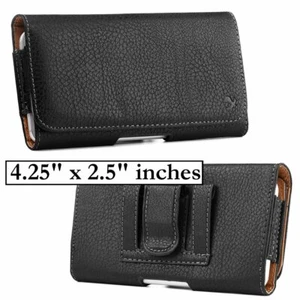 Any FLIP PHONES size at 4.25" x 2.5" - Black Pouch Holder Belt Clip Holster Case - Picture 1 of 5