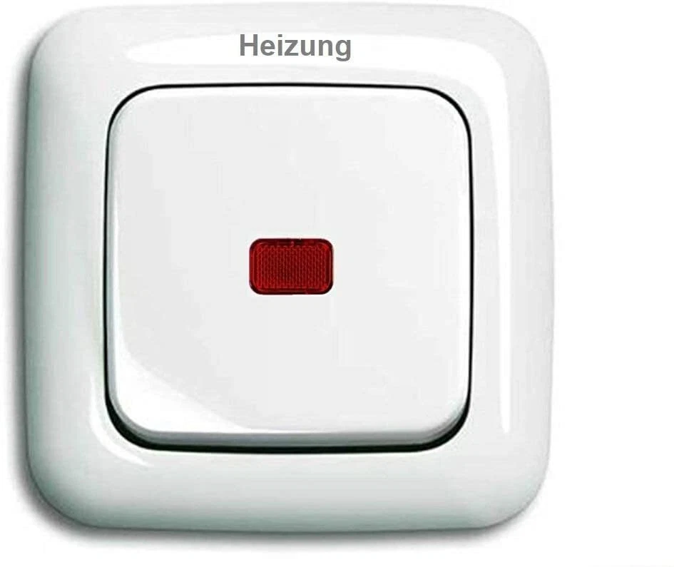 BUSCH JÄGER Komplettset Heizung-Not-Schalter 2-polig rote Kalotte Reflex SI