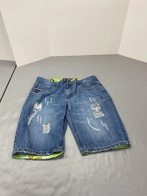 Comme Des Garcons Play Shorts Mens Large Distressed Denim Green Lined Unique - Image 1 of 4