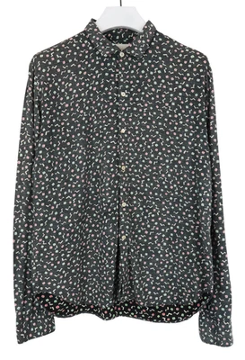 OUR LEGACY Shirt Men's 52 Black Patterned Button Up Spread Collar - Image 1 of 4