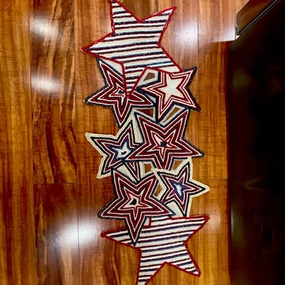 Pier 1 Beaded Stars Patriotic Table Runner  See Description - Image 1 of 4