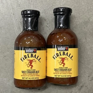 2 Botellas Weber Fireball Dulce Canela Whisky Sabor BBQ Salsa, 13.7 Onzas - Imagen 1 de 4