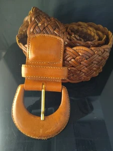 Vintage Anne Klein tessuto Calderon Weave marrone taglia small pelle marrone USA - Foto 1 di 14