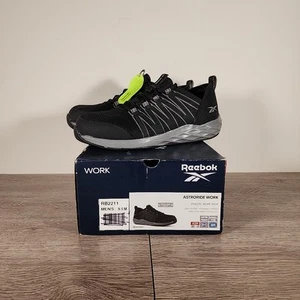 REEBOK ASTRORIDE STEEL TOE WORK MEN'S SZ 9.5 ATHLETIC WORK SHOE BLACK/DARK GREY - Picture 1 of 12