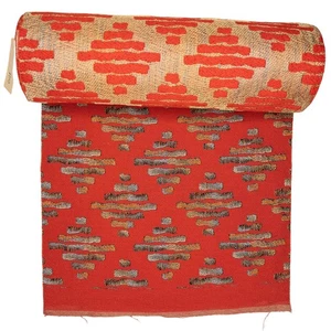 VTG Obi or Table Runner Fabric Deep Orange Silk Brocade Never-Used: 30 X 450cm - Picture 1 of 6