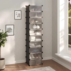 Zapatero Negro Polipropileno, Acero Alto Zapatero Rectangular - Imagen 1 de 8
