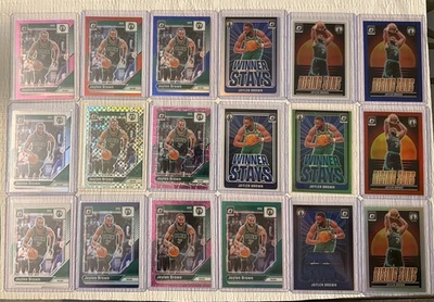 33 Card Lot 2024-25 Optic, Mosiac, Partial Rainbow Jaylen Brown, Green /5, - Image 1 of 2