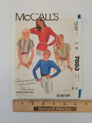 McCalls 7883 Misses' Blouse Size 18 Bust 40 Personalized Sewing Pattern UC FF - Image 1 of 4