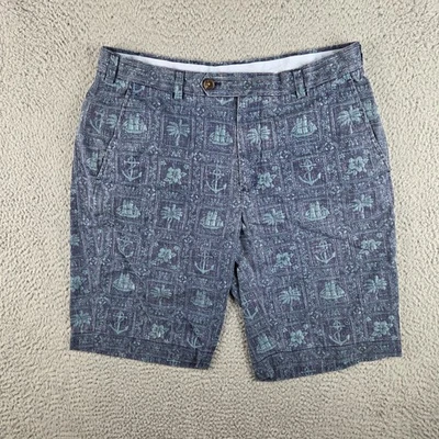 Pantalones Cortos Brooks Brothers Reyn Spooner Para Hombre 34 Azul Bermudas Mezcla de Algodón Hawaiano Foto 1 de 4