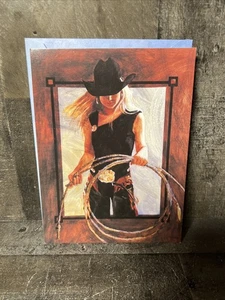 1) Leanin' Tree Birthday Card, Blonde Cowgirl Rope New  (1) Envelope Rare - Picture 1 of 7