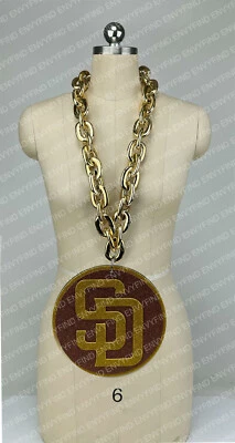 New MLB SAN DIEGO PADRES GOLD Bling Glitter Fan Chain Necklace Foam MadeinUS - Image 1 of 3