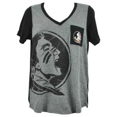NCAA Florida State Seminoles Gris Negro Manga Corta Mujer Damas Camiseta Camiseta Foto 1 de 3
