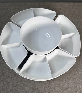 Lazy Susan White Chip & Dish Nacho Plastic Party Game Night Serving Bowl - Picture 1 of 13