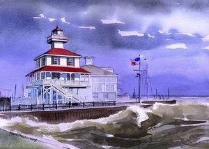 Nuevo faro del canal, lago Pontchartrain, Nueva Orleans. Impresiones artísticas de James Mann - Imagen 1 de 2