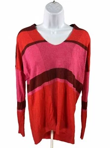 Banana Republic Women's Red Striped Linen Blend Knit Sweater - M - Picture 1 of 4