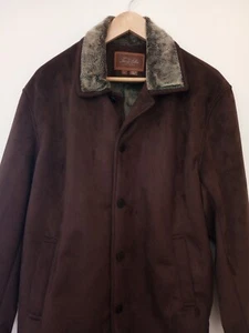 Tasso Elba Men's Faux Suede/Fur Lined Coat Relaxed L Brown NWT - Picture 1 of 14