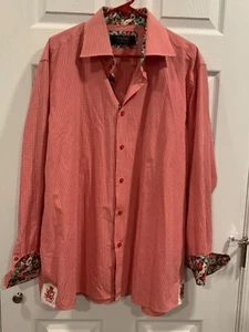 COOGI Men's XXL Red Checkered Button Up Floral flowers Shirt 18 - 18.5 - Picture 1 of 8