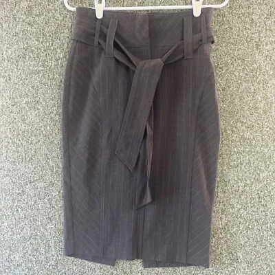 Arden B Kirt Mujer 2 Gris Rayas Corbata Cinturón Inteligente Oficina Informal Corte Rodilla EE. UU. Foto 1 de 4