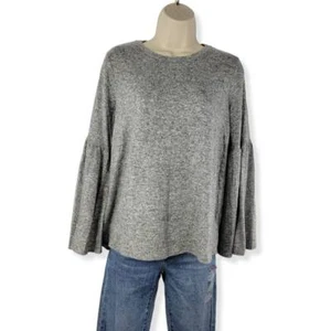 Gibson Gray Fleece Bell Sleeve Sweater Petite Small - Picture 1 of 3