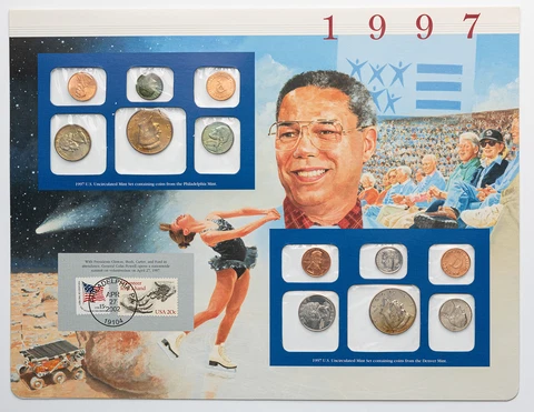 1997-P&D U.S MINT SET BU CLINTON,BUSH,CARTER AND FORD TO OPEN SUMMIT TONED COINS Cover
