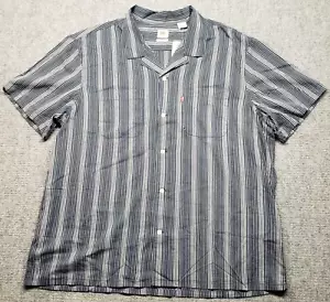 Levis Button Up Shirt Mens Size XL Blue White Striped Relaxed Fit Short Sleeve - Picture 1 of 9